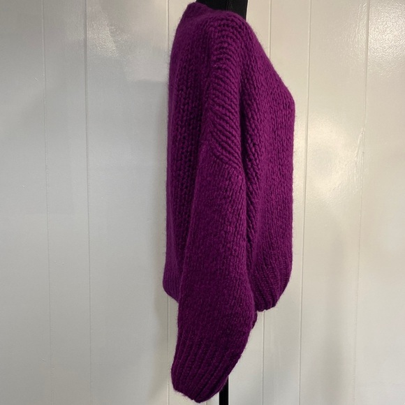 FRNCH Chunky Knit Sweater Purple Jewel Tone Oversized Cozy Size Medium - Picture 5 of 9